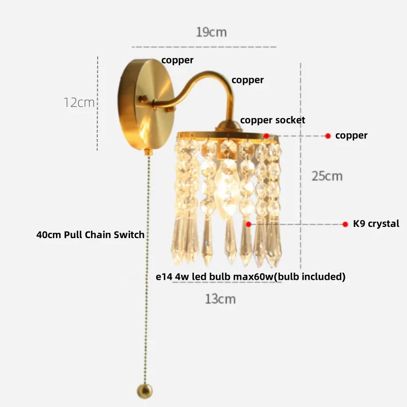 DecorBites™ Conch Copper LED Wall Light Fixture with Pull Chain Switch