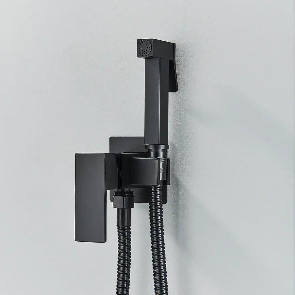 DecorBites™ Brass Bidet Faucet Mixer with Square Shower Spray