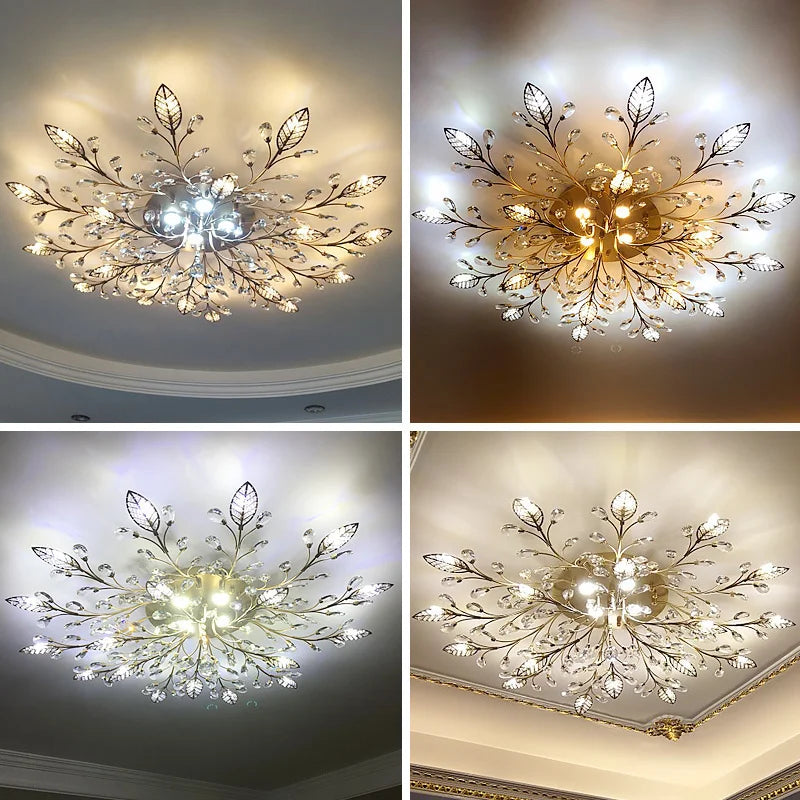 DecorBites™ Crystal Ceiling Chandelier for Living Room Bedroom Kitchen Indoor LED Lighting