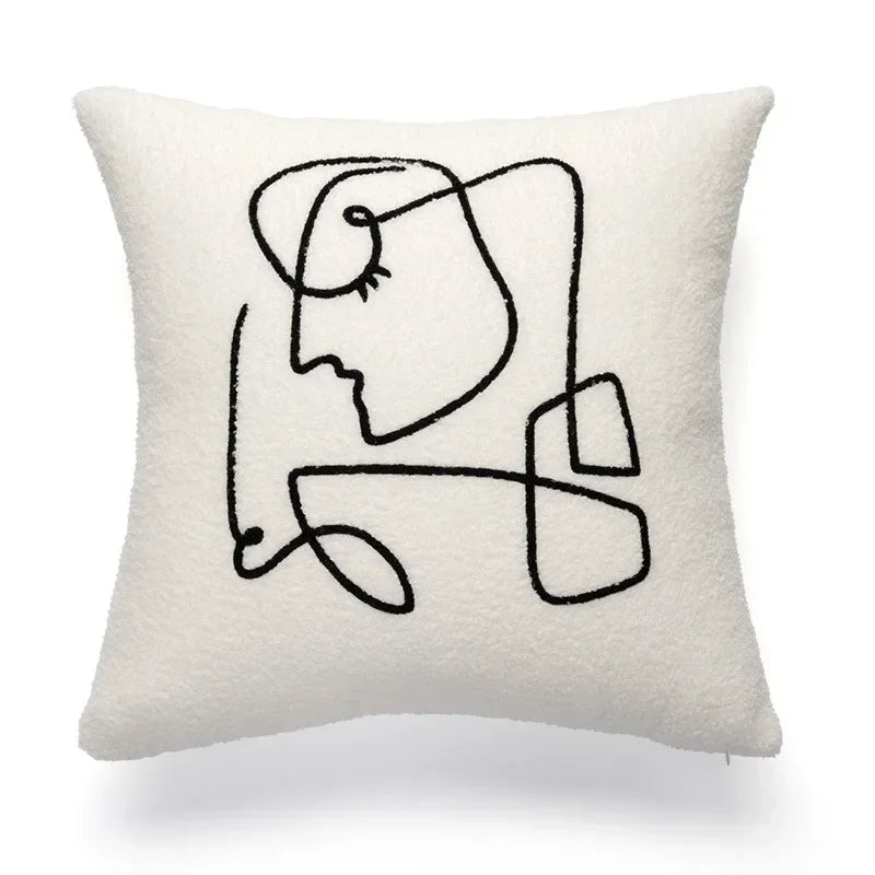 DecorBites™ Geometric Embroidery Cushion Covers: Nordic Modern Decorative Pillowcase for Living Room
