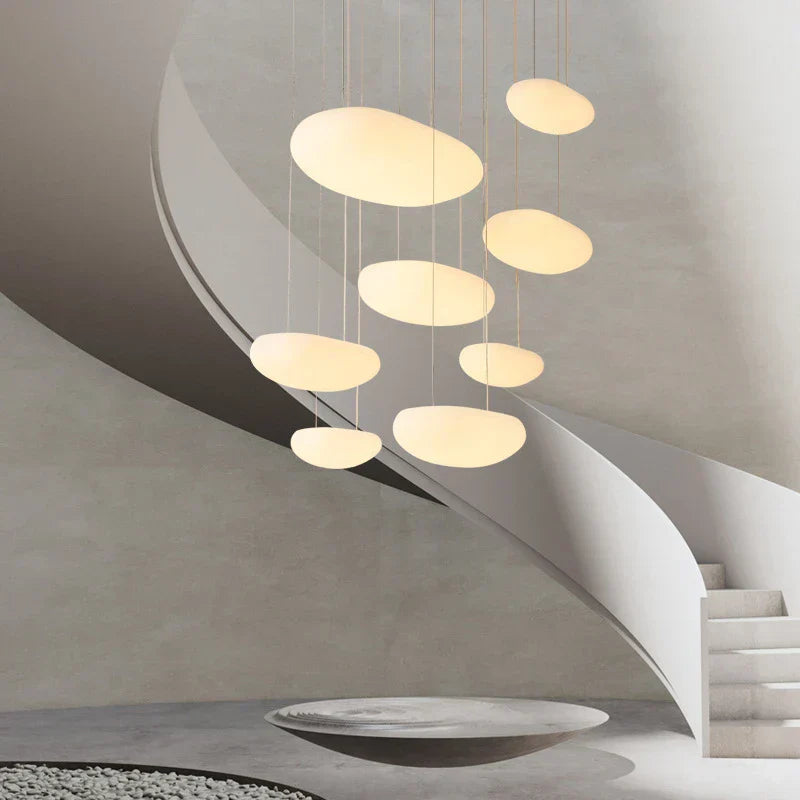 DecorBites™ LED Pebble Pendant Light: Stylish White Chandelier for Living Room, Bedroom, and Restaurant Décor.