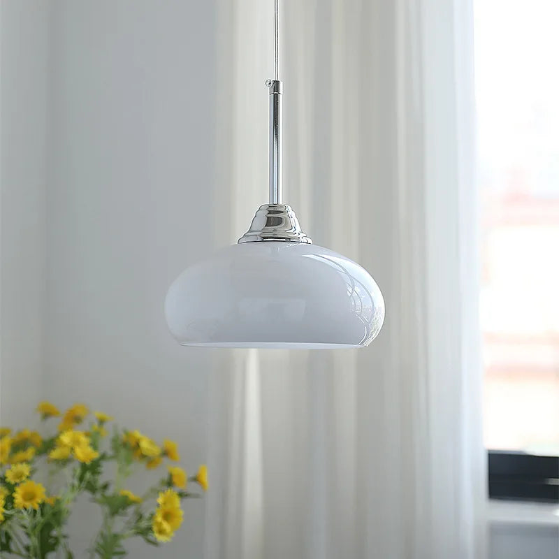DecorBites™ Cream Glass Nordic LED Pendant Light for Home Decor and Lighting