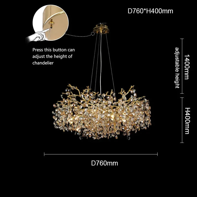 DecorBites™ Large Crystal Chandelier for Dining Room - Nordic LED Island Hanging Light