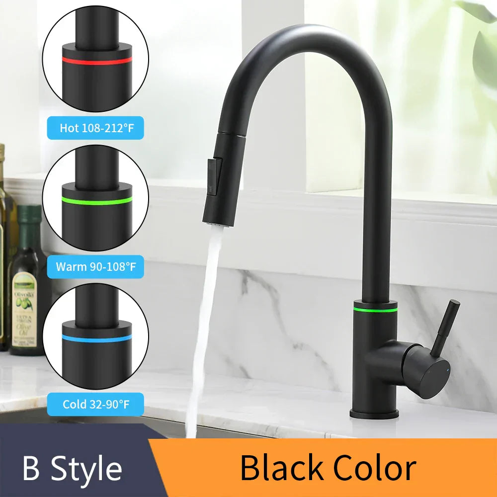 DecorBites™ Gold Kitchen Faucet Single Handle Pull Out Tap Mixer Swivel Water Mixer