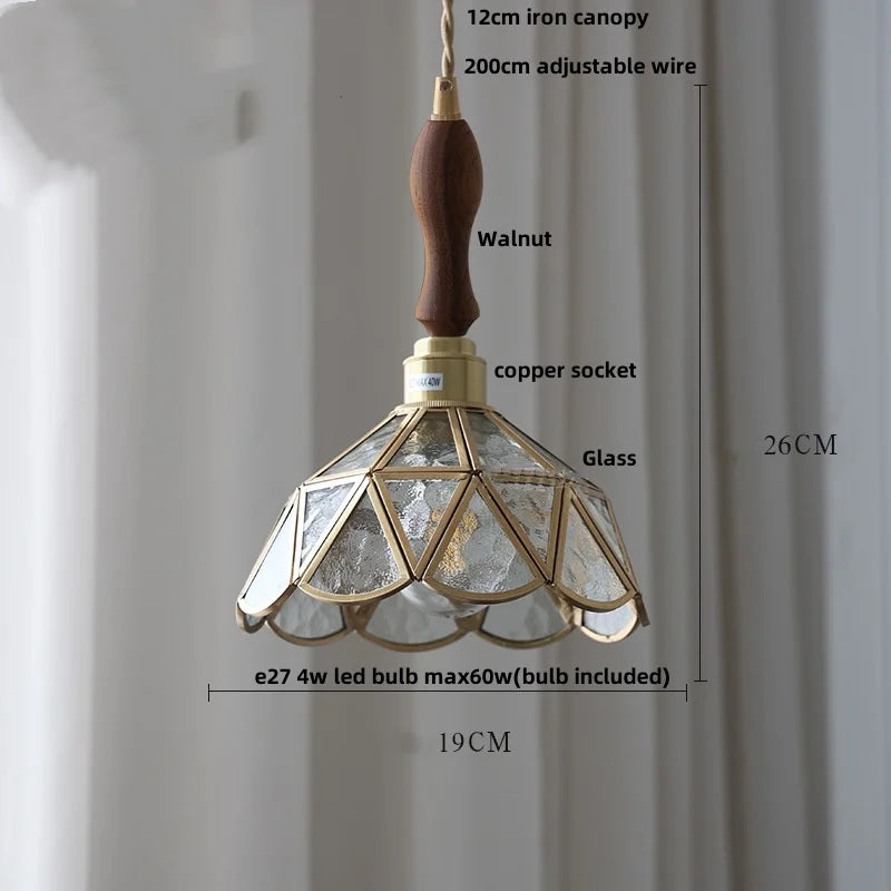 DecorBites™ Blue Glass LED Pendant Light Fixture with Adjustable Copper Knob Switch