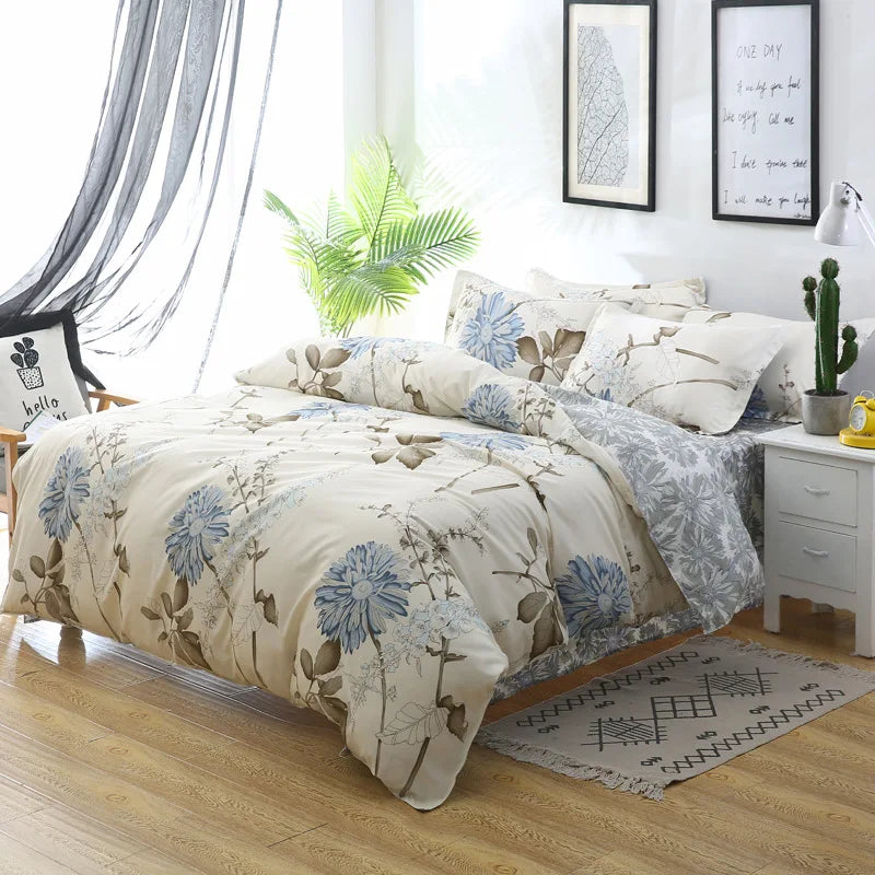DecorBites™ Cartoon Lattice Floral Geometric Pattern Bedding Set