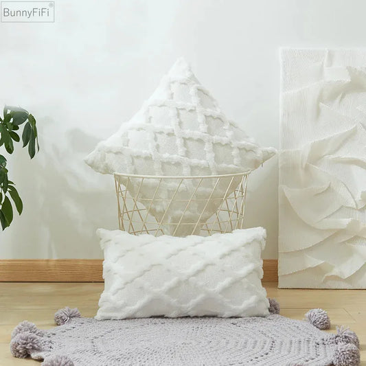 DecorBites™ Embroidered Diamond Cushion Cover for Modern Living Room Decor