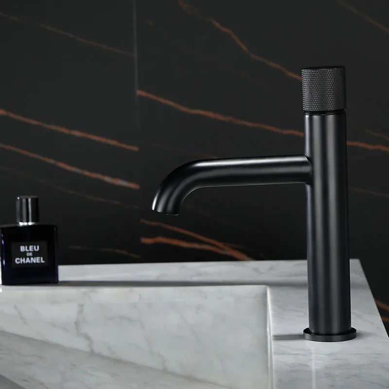 DecorBites™ Brushed Gold Basin Faucet: Solid Brass Hot Water Mixer Sink Tap