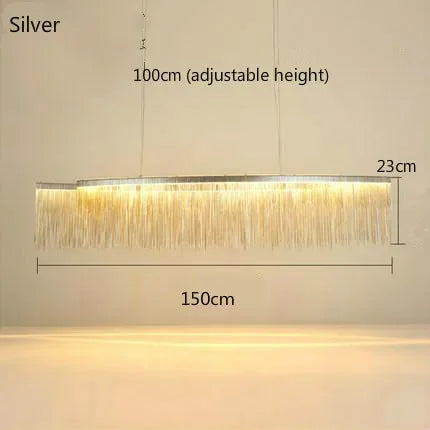 DecorBites™ Gold Chain Chandelier Pendant Light w/ Remote, Modern Tassel Design for Kitchen & Living Room