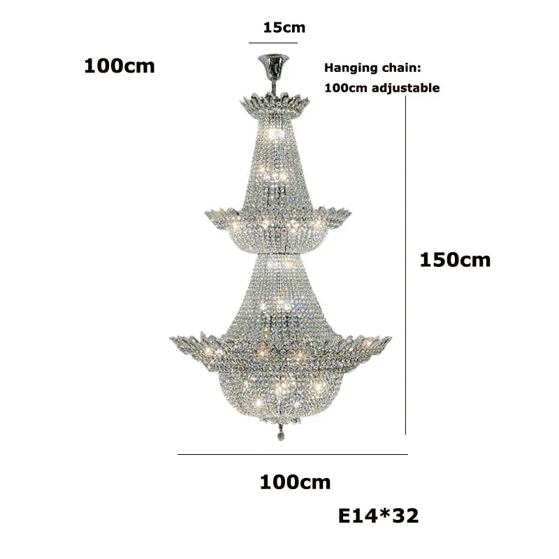 DecorBites™ K9 Crystal Chrome LED Chandelier for Trendy Living Room Lighting