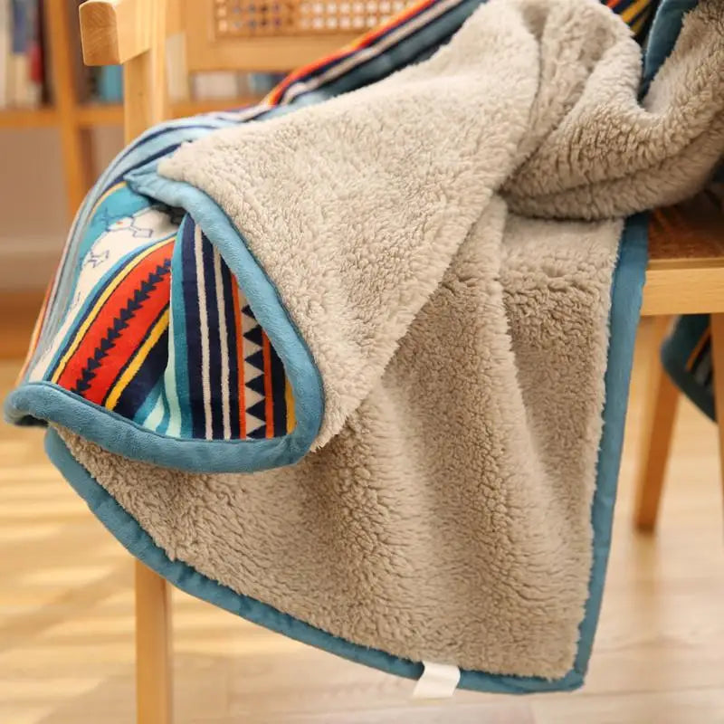 DecorBites™ Bohemian Double-Layer Winter Coral Fleece Sofa Blanket
