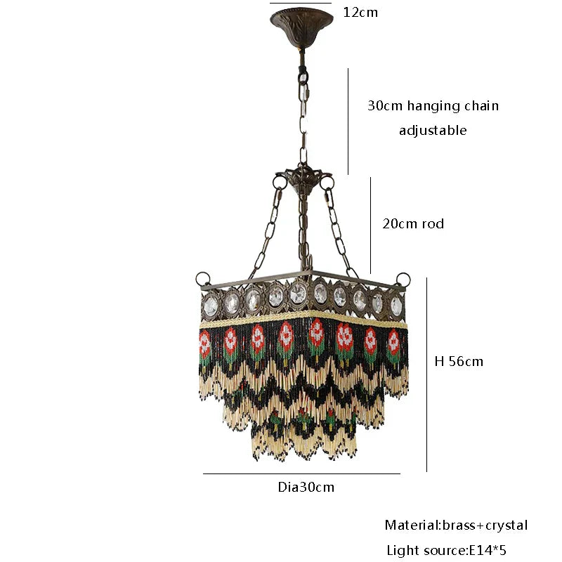 DecorBites™ Black Rose Tassel Pendant Lights, Classic Retro Lustres for Living Room