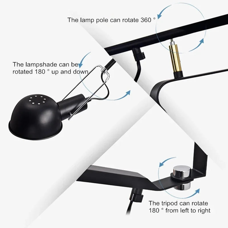 DecorBites™ Dimmable LED Wall Lamp, Rotating Long Pole, Swinging Black and White Industrial Design