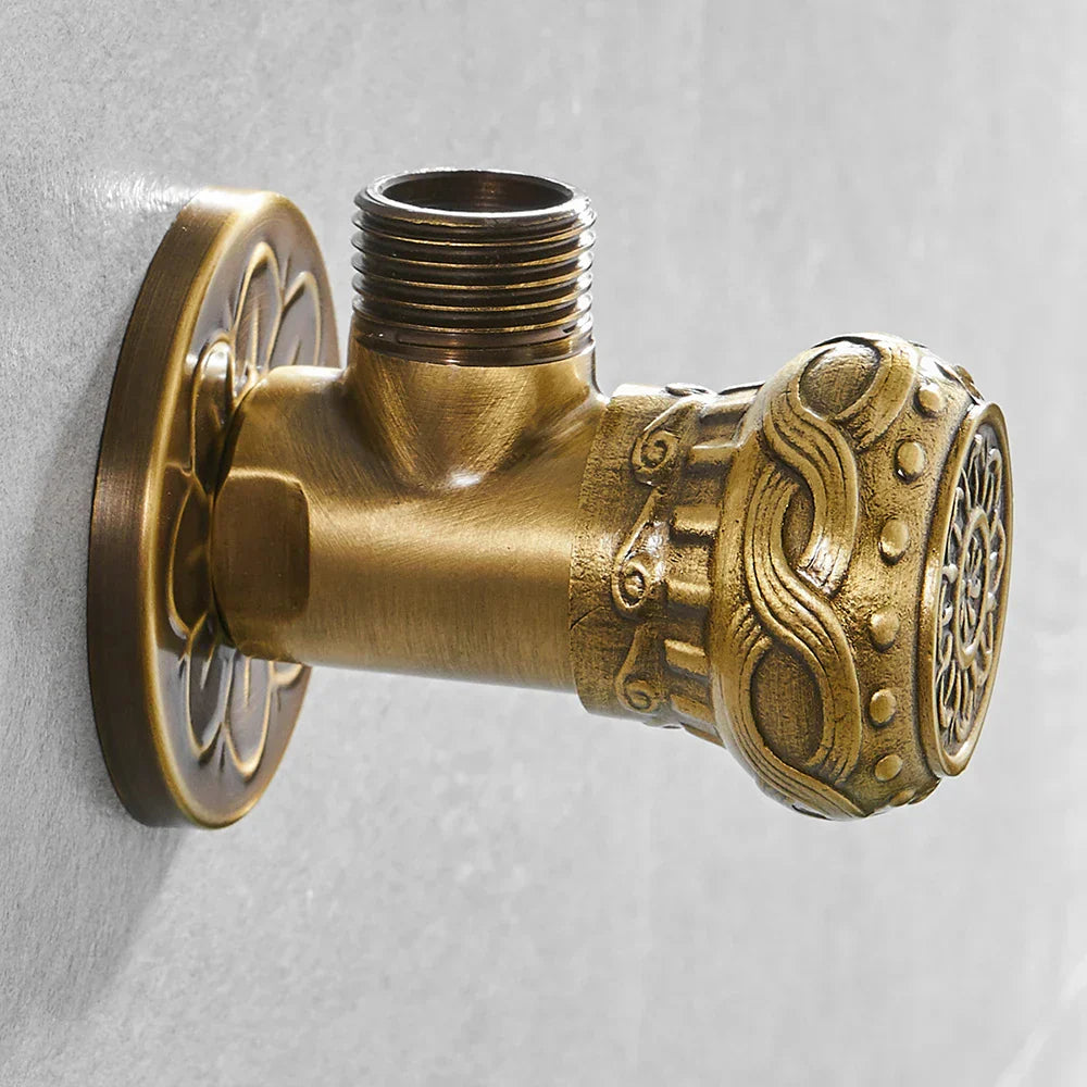 DecorBites™ Antique Brass Angle Stop Valve for Faucet and Toilet