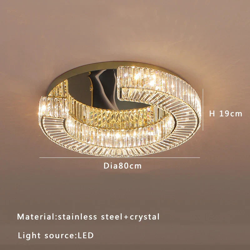 DecorBites™ Crystal Luxe C-Shape LED Ceiling Lamp Gold Finish