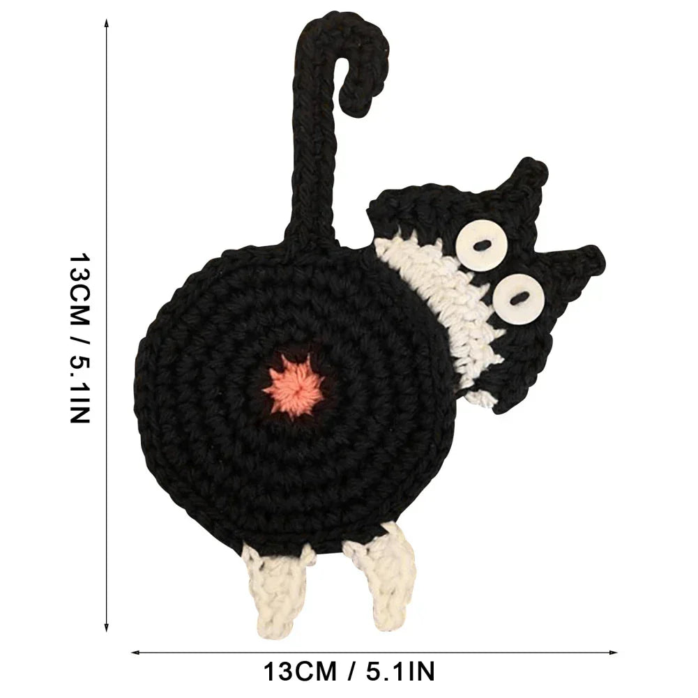 DecorBites™ Cat Butt Coasters: Handmade Funny Kitties Cup Mat - Set of 4
