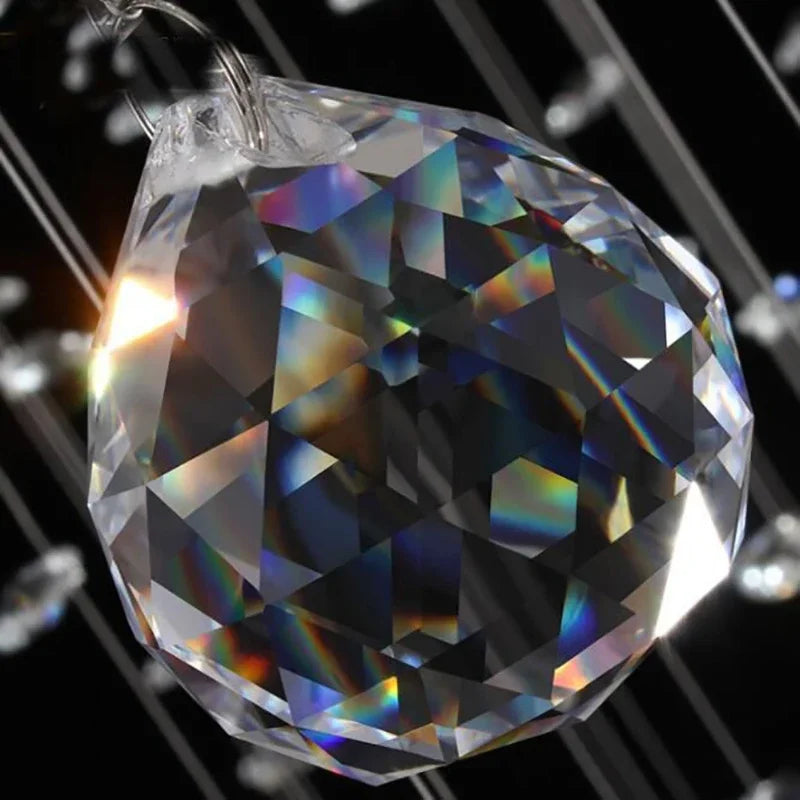 DecorBites™ Crystal Chandelier: LED Round Lamp for Living Room, Lobby Luxury Decor