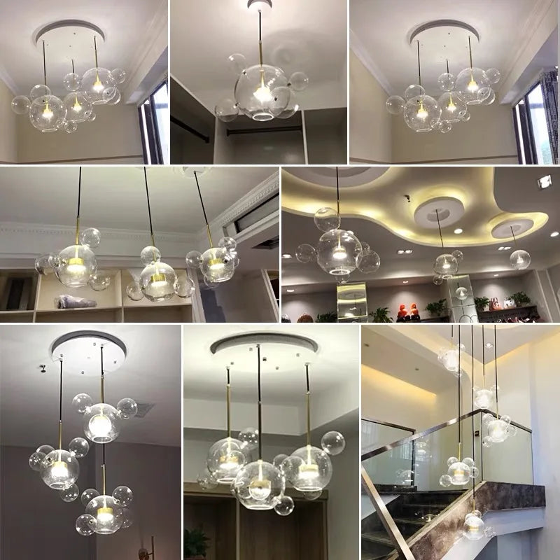 DecorBites™ Glass Bubble LED Chandelier for Kids Kitchen Dining Office Lighting