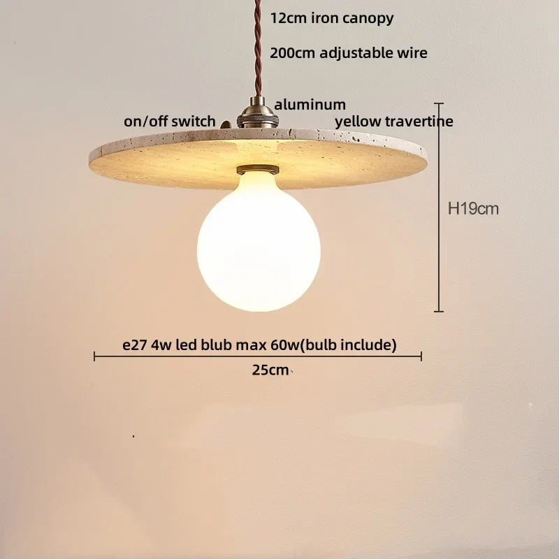 DecorBites™ LED Pendant Light Stone Wood Glass Nordic Modern Hang Lamp
