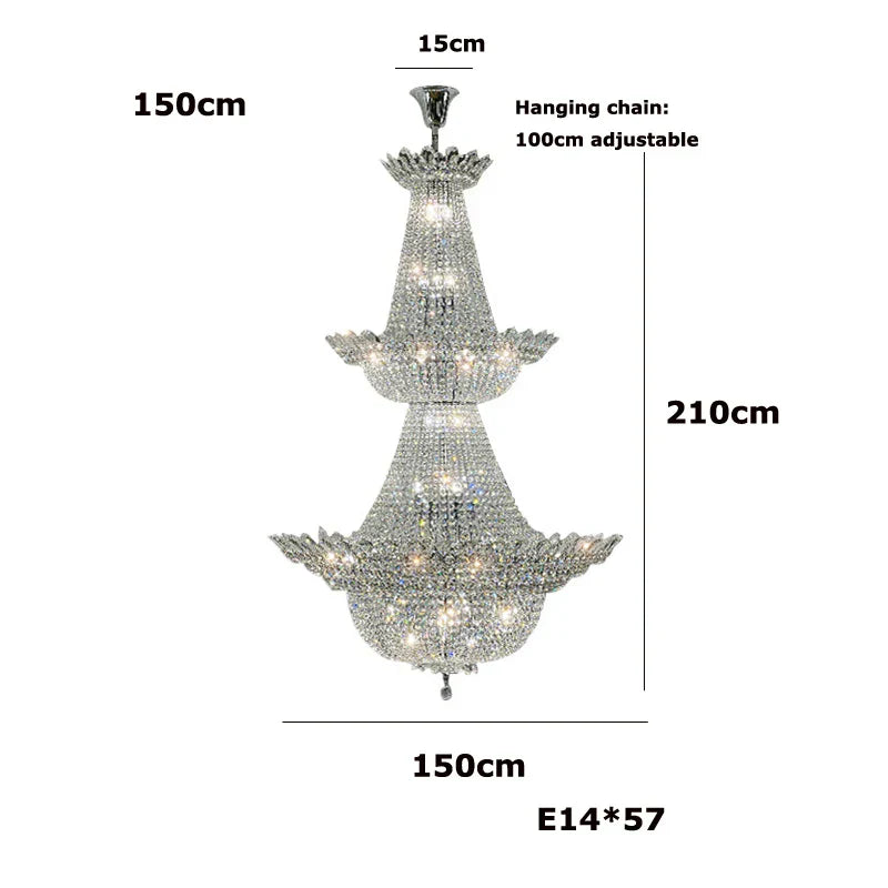 DecorBites™ K9 Crystal Chrome LED Chandelier for Trendy Living Room Lighting