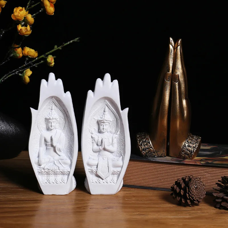 DecorBites™ Buddha Hands Sculptures Monk Figurine Tathagata Yoga Home Decoration Ornament