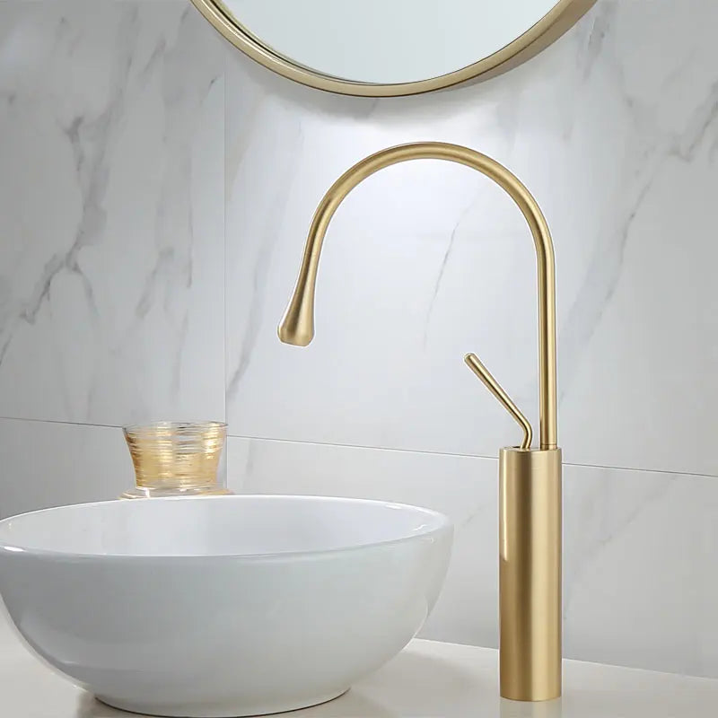 DecorBites™ Brushed Gold/Black/White Basin Faucet with Single Handle Swivel Sink Water Crane