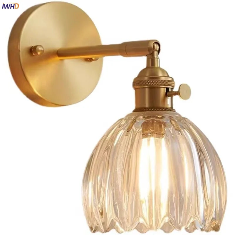 DecorBites™ Clear Glass LED Wall Lights Up Down Rotate Copper Nordic Sconce Fixtures