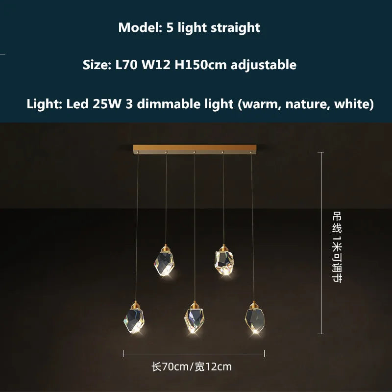 DecorBites™ Copper LED 3-Light Dimmable Crystal Chandelier
