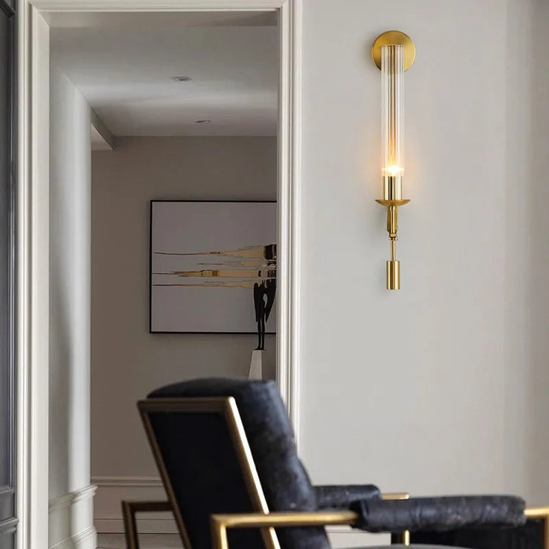 DecorBites™ Gold Glass Wall Lamp: Modern Nordic Sconce for Living Room, Bedroom, Porch, Dining Decor