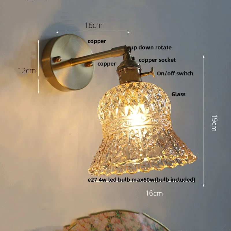 DecorBites™ Amber Flower Glass LED Wall Light Fixture for Kitchen Restaurant Bar