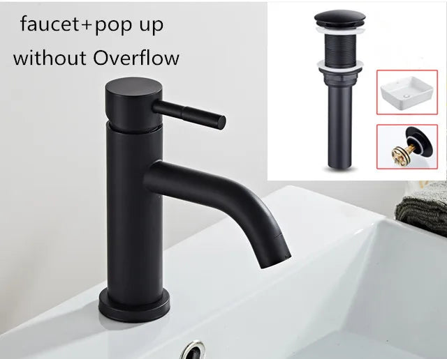 DecorBites™ Brushed Gold Basin Faucet: Solid Brass, Cold Hot Water Mixer, Single Handle
