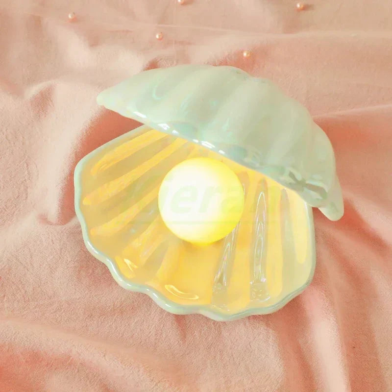 DecorBites™ Ceramic Shell LED Night Light for Bedroom and Living Room