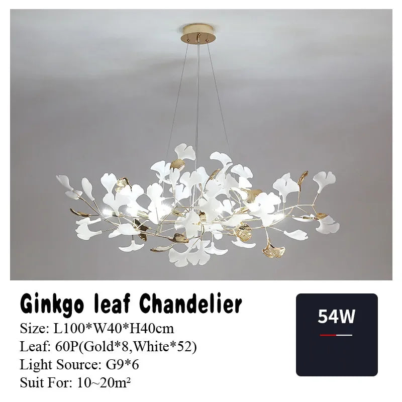 DecorBites™ Ginkgo Leaf Pendant Chandelier for Nordic Romantic Living Room Decor