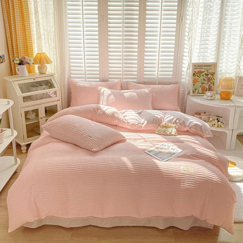 DecorBites™ Bubble Yarn Duvet Cover Set - Soft & Skin-friendly Bedding with Pillowcase