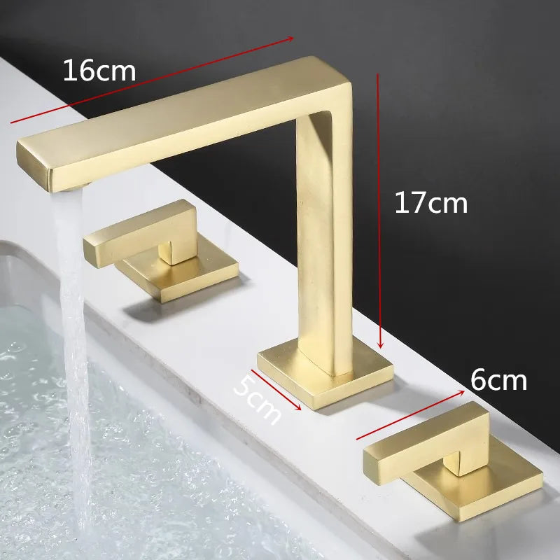DecorBites™ Brass Black Basin Faucet | Antique Waterfall Sink Faucet | Hot & Cold 3-Hole Faucet