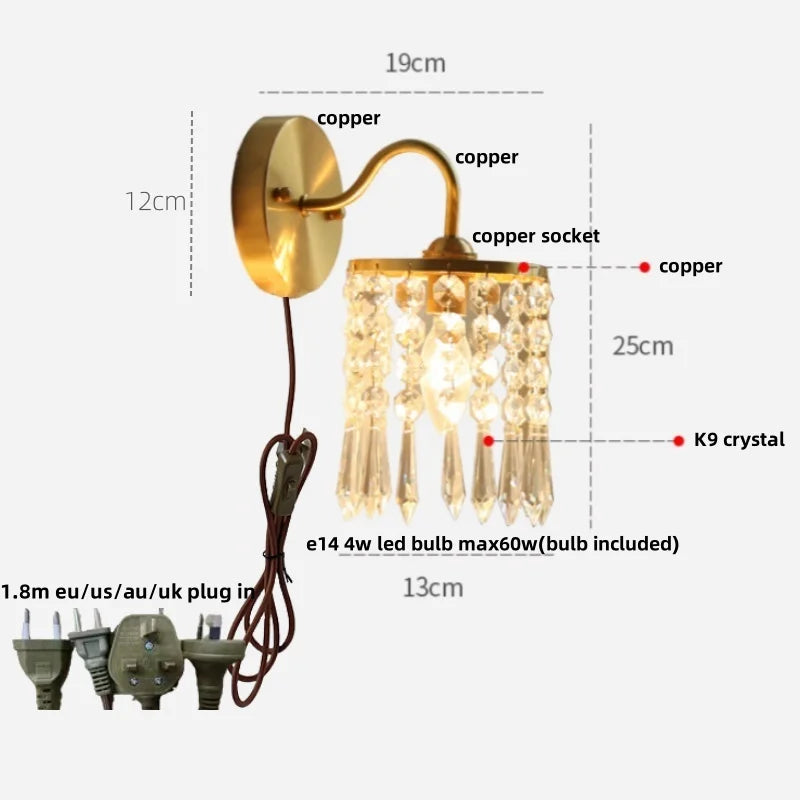 DecorBites™ Conch Copper LED Wall Light Fixture with Pull Chain Switch