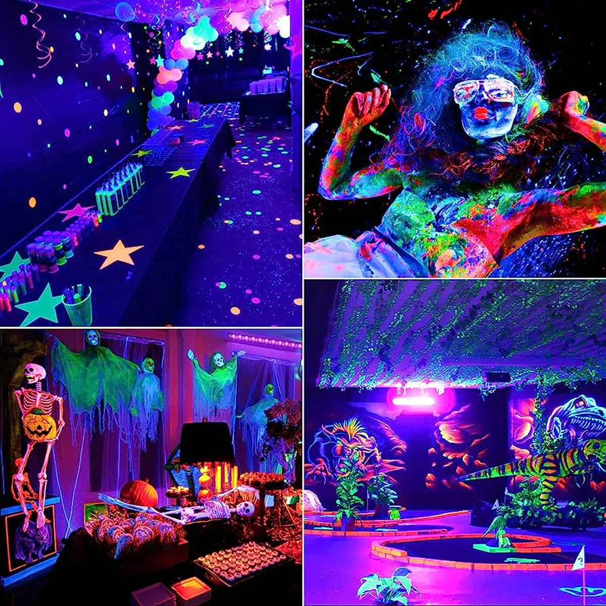 DecorBites™ 144 LED UV Glow Black Light Bar: Party Disco DJ Halloween Decor