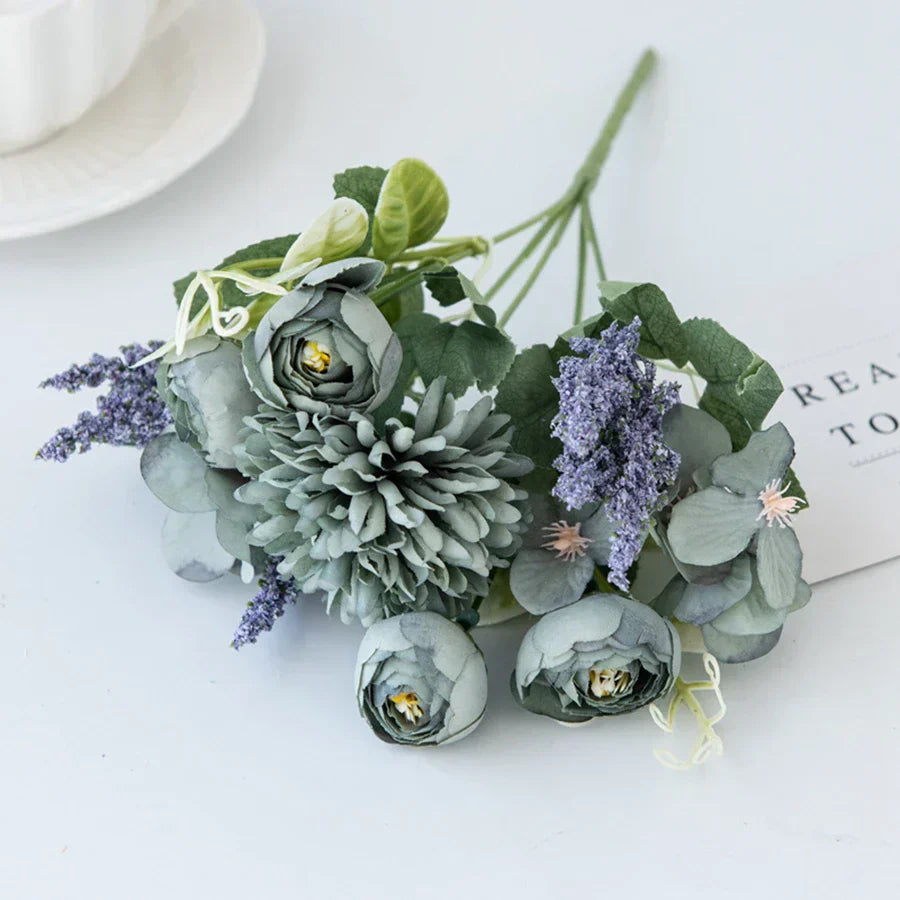 DecorBites™ Artificial Hydrangea Tea Rose Bouquet for Home Decor and DIY Wedding Bouquets