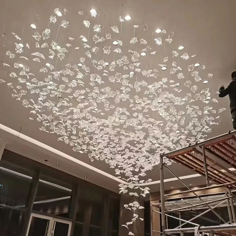 DecorBites™ Glass High Ceiling LED Chandeliers Modern Living Room Luxury Design