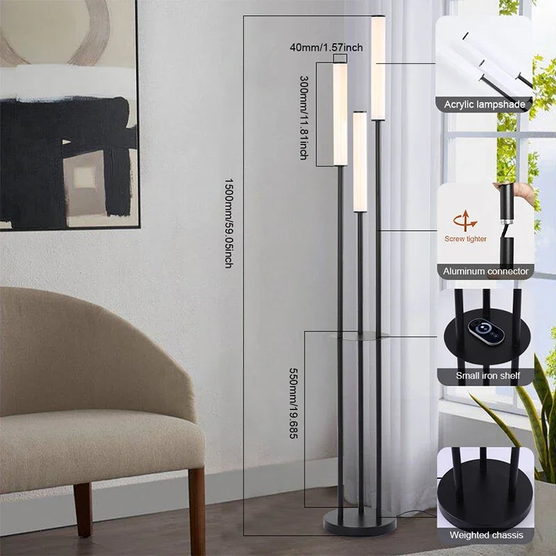 DecorBites™ LED Shelf Floor Lamp Dimmable Remote Control Room Lighting