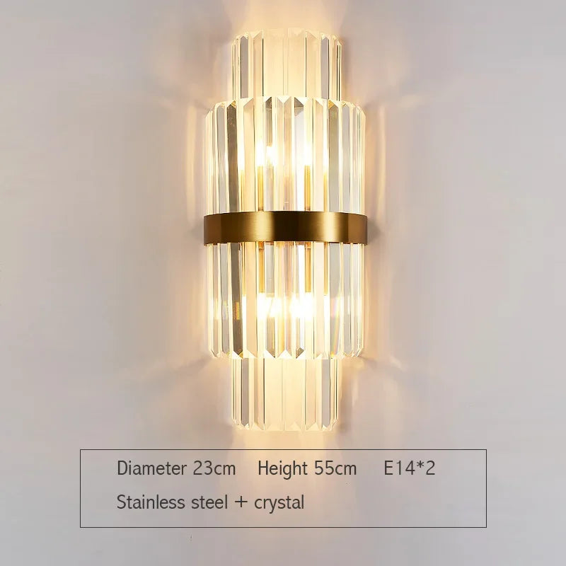 DecorBites™ Gold Crystal LED Wall Lights for Bedroom Living Room Home Decoration