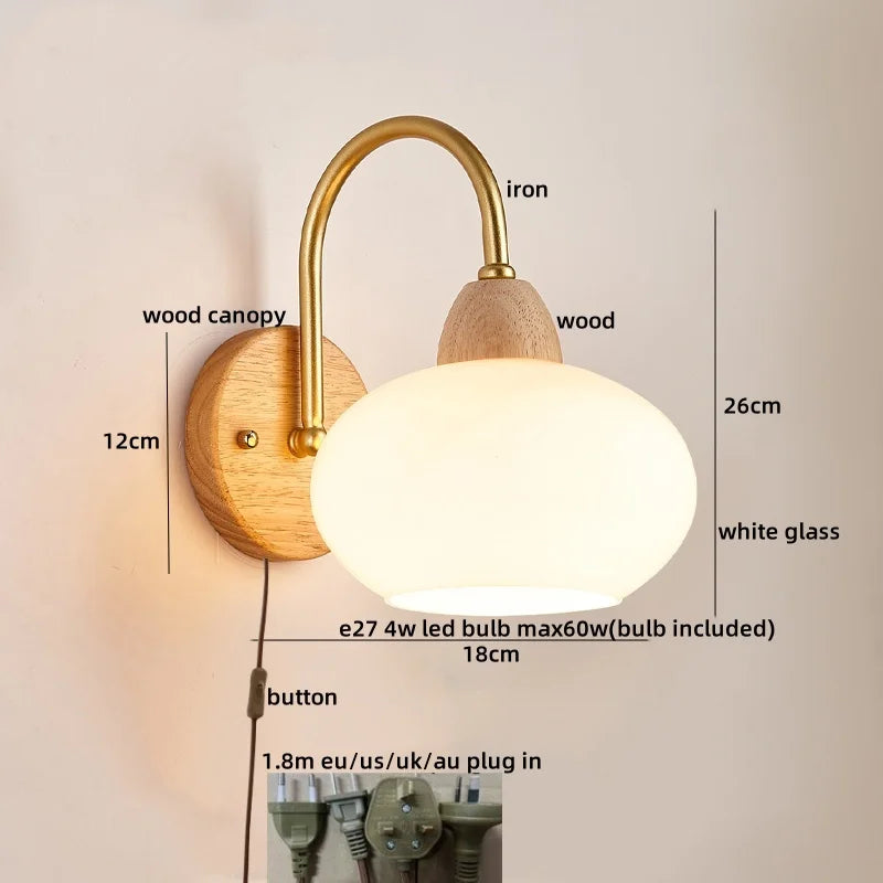 DecorBites™ Cotton LED Wall Lamps with Pull Chain Switch for Restaurant Living Room Bedroom