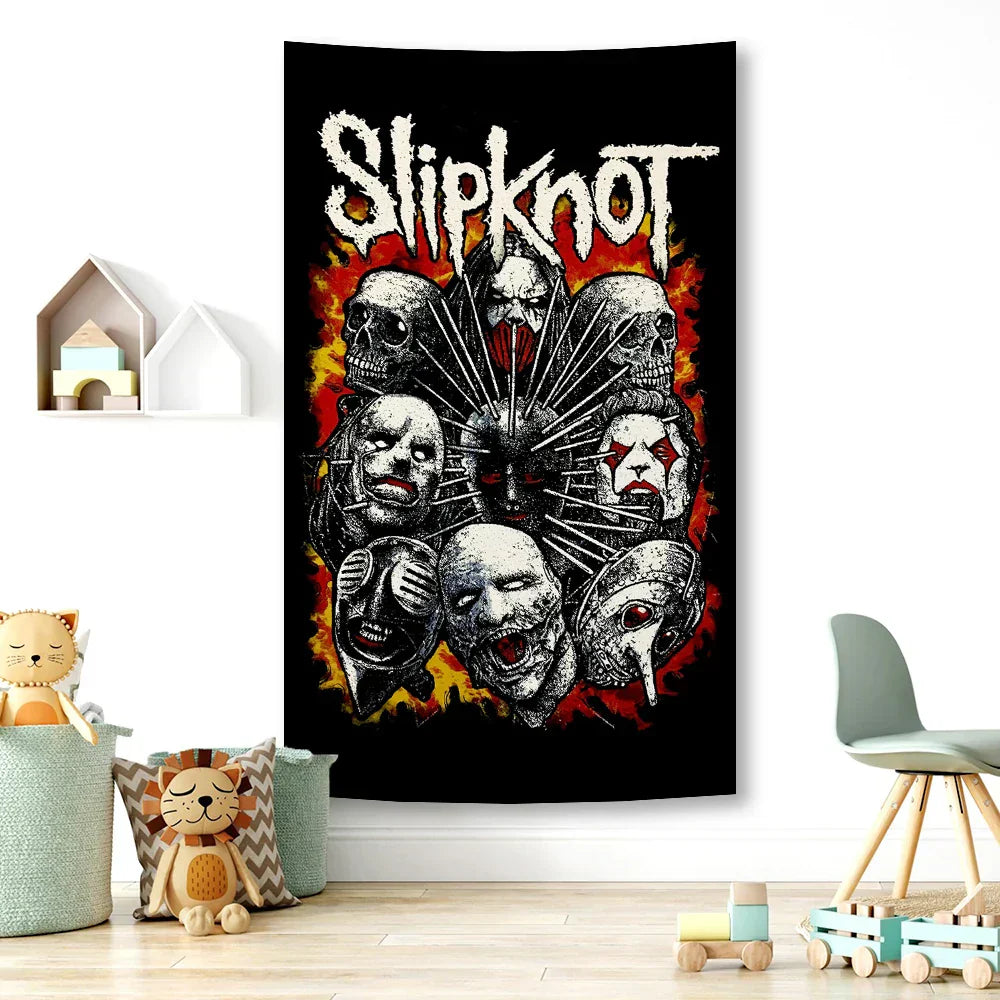 DecorBites™ Heavy Mental Music Tapestry Wall Hanging- Hippie Art Room Flag
