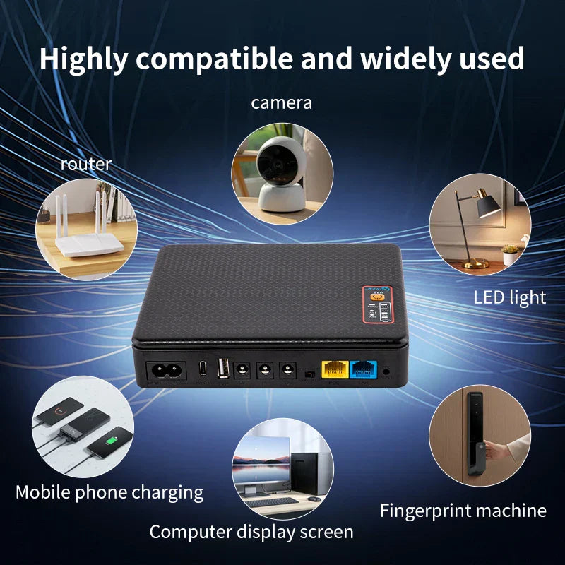 DecorBites™ DC UPS Backup Battery 16000mAh 5V 9V 12V for Router Modem Switch