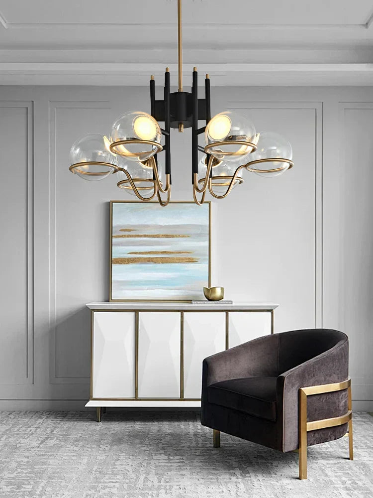 DecorBites™ Clear Glass Ball Ceiling Pendant Lights Luxury Nordic Pendant Lamp Black Gold Dimmable