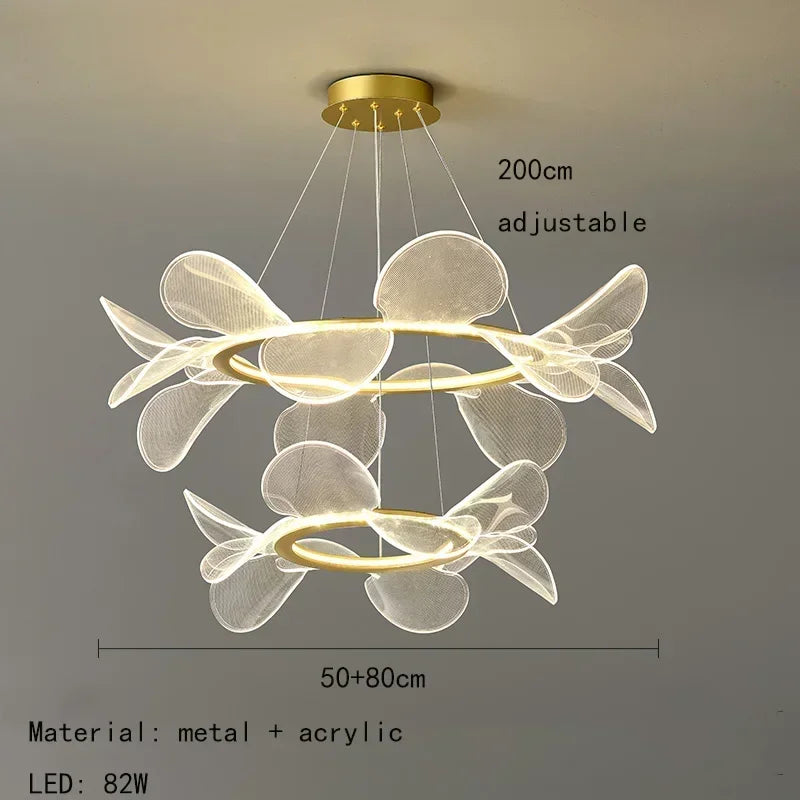 DecorBites™ LED Flower Chandelier: Luxury Acrylic Pendant for Modern Living, Bedroom & Kitchen