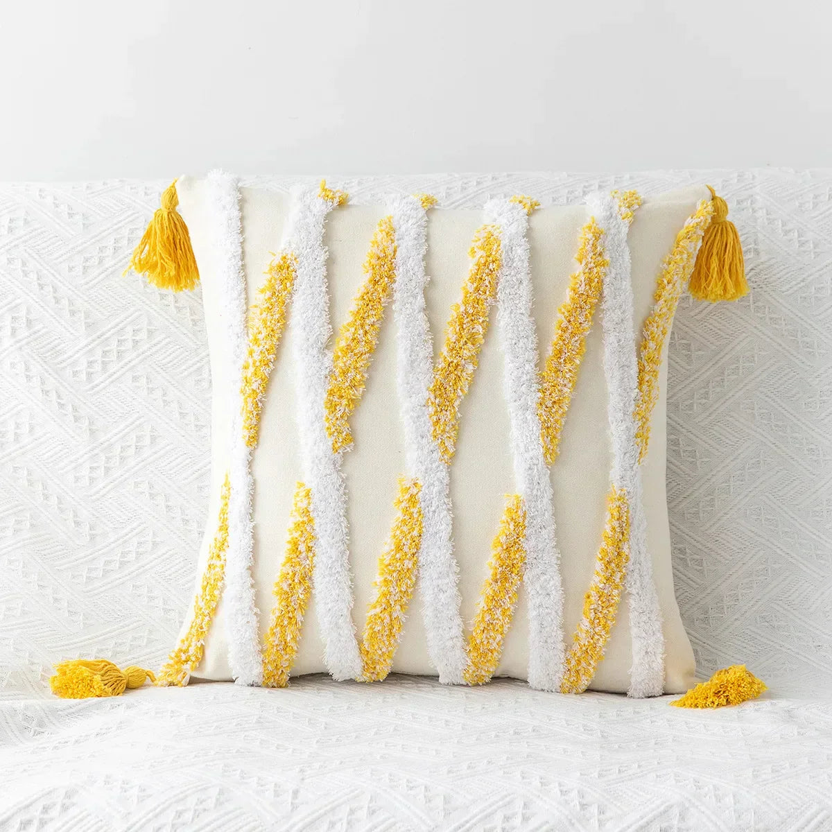 DecorBites™ Boho Geometric Tufted Tassel Cushion Cover 30x50/45x45cm