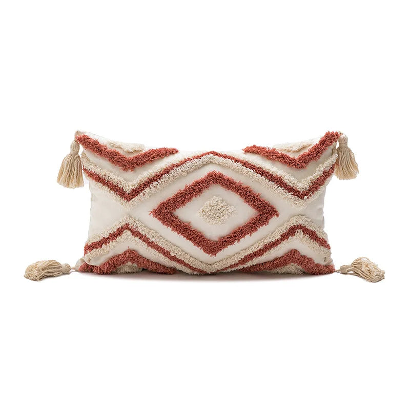 DecorBites™ Geometric Embroidery Boho Cushion Cover Sofa Decorative Pillowcase Canvas Cotton
