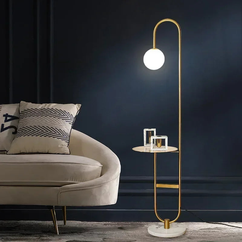 DecorBites™ Glass Side Table LED Floor Lamp for Nordic Living Room Art Decor