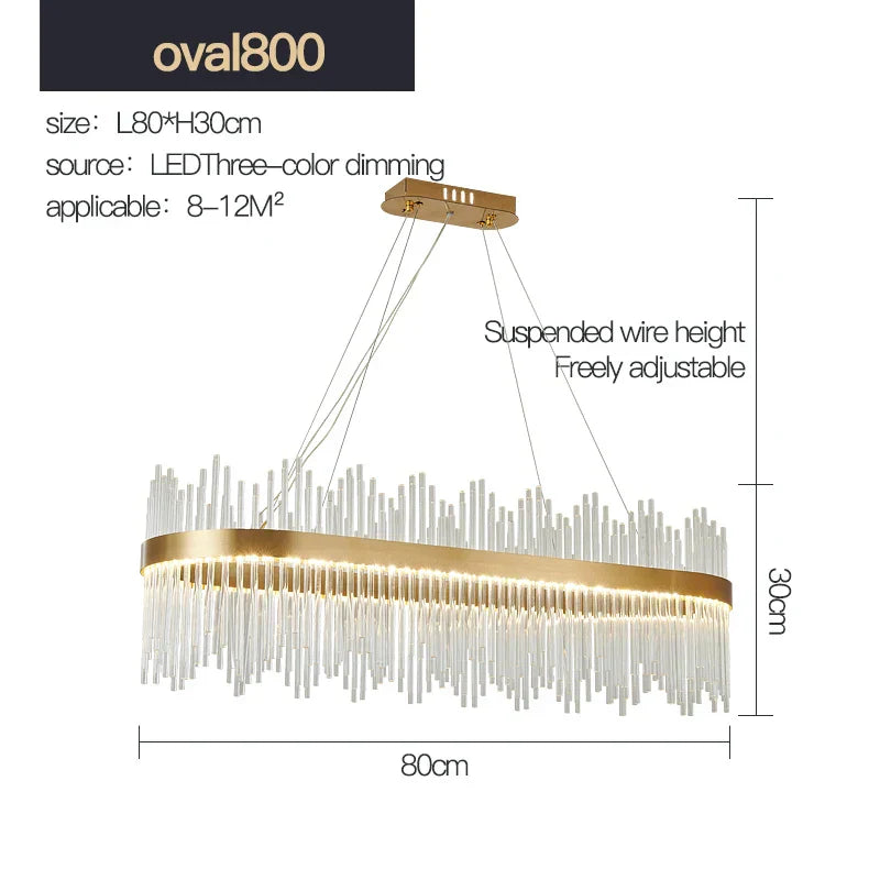 DecorBites™ Crystal Rod Round Chandelier: Modern Nordic Light for Living Room, Bedroom, Dining Room, Kitchen